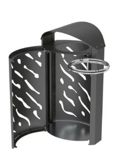Corbeille Cendrier Venise 120 L - Acier et Tôle Découpée - Couvercle Réhaussé - Cendrier à Tiroir_2