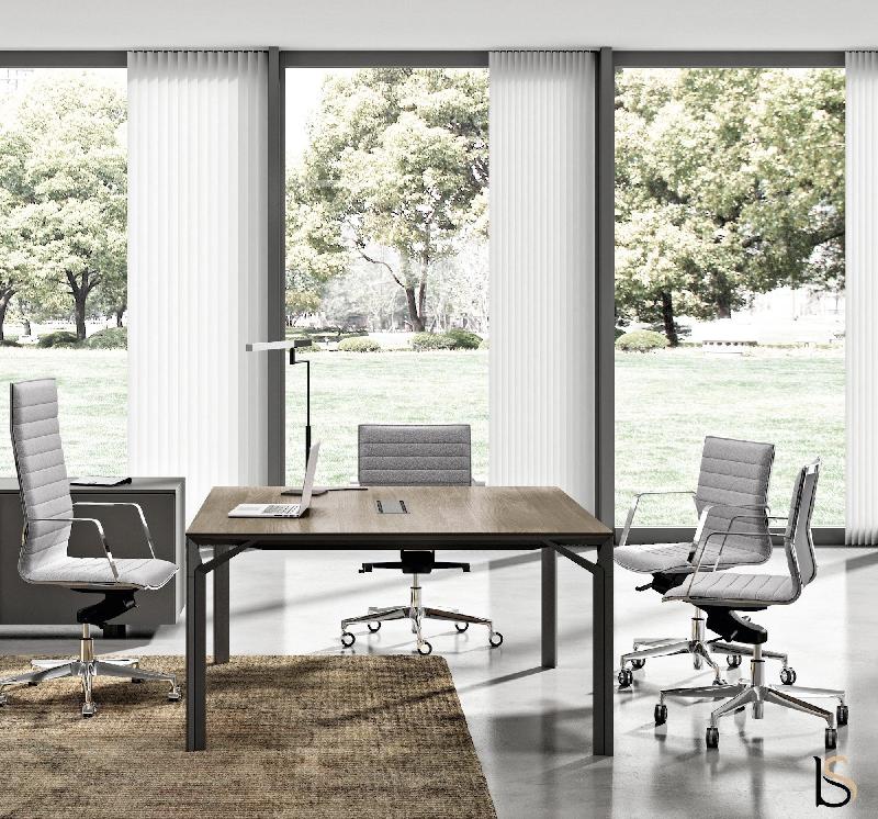 Table de réunion X8 pour 4 à 6 personnes - Officity. - 140, Anthracite, Blanc_2