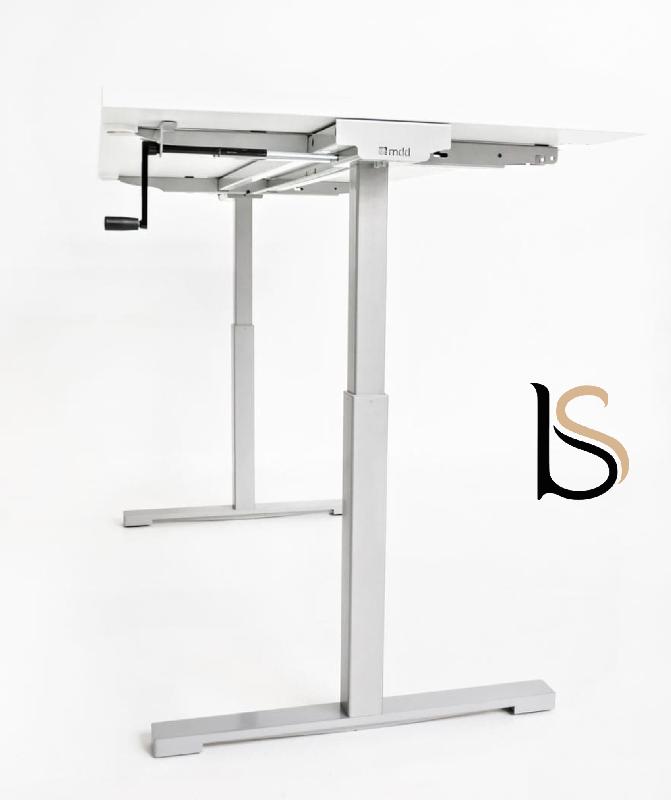 Bureau réglable en hauteur manuellement - MDD - Blanc 9010, 160, Blanc_3