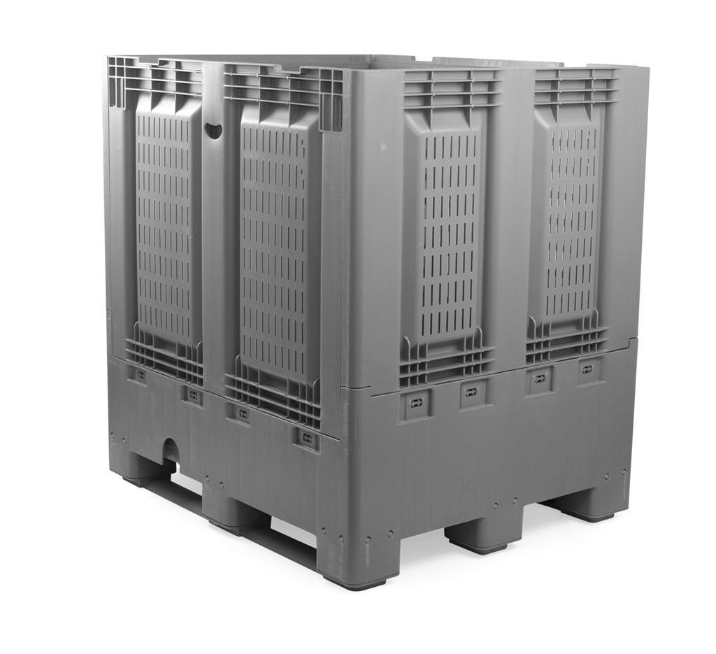 Caisse palette pliable en plastique - 120 x 100 cm - Hauteur 80 à 125 cm - Capacité 681 à 1174 litres - Fond et parois pleins ou ajourés_3