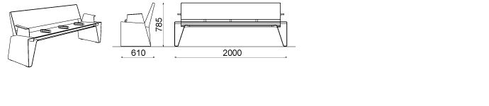 LRA492-05 - Banc connecté haute qualité MMCité 1 a.S. - acier plié, HPL, hauteur 785 mm_2