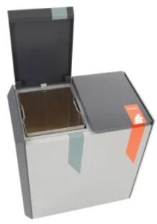 Poubelle tri-sélectif sécurisée incendie en aluminium - 2 liners intérieurs - Recyclostar_2
