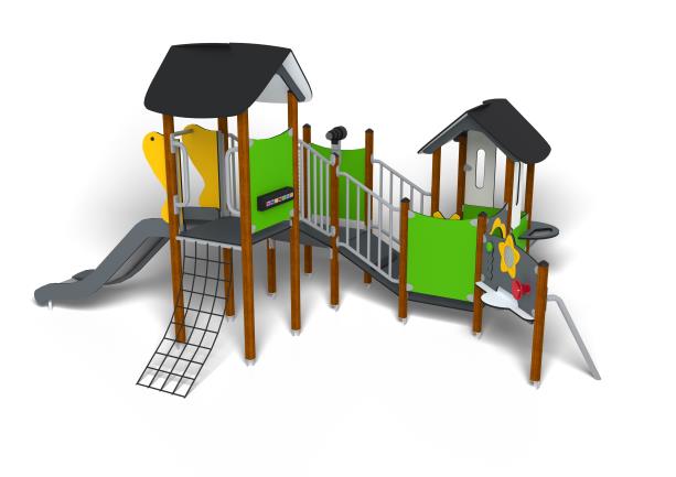 Structure multi-jeux 3 à 5 ans - Unimini Koppy - 8047023 - Hags - Poteaux bois et panneaux HPL - Fondation à enterrer_2