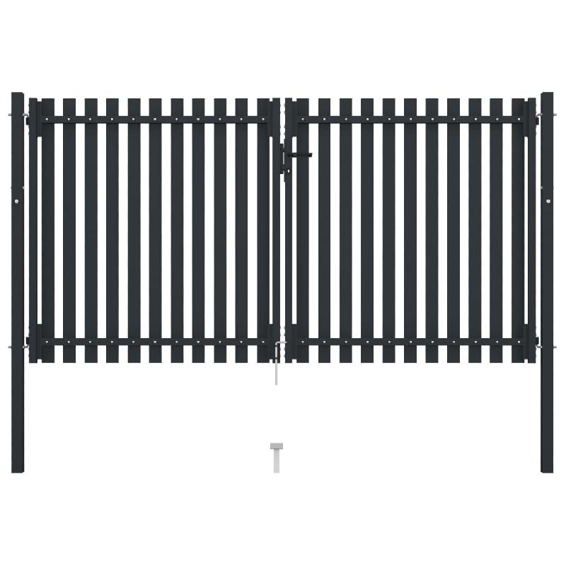 Vidaxl portail de clôture à double porte acier 306x220 cm anthracite 146354_2