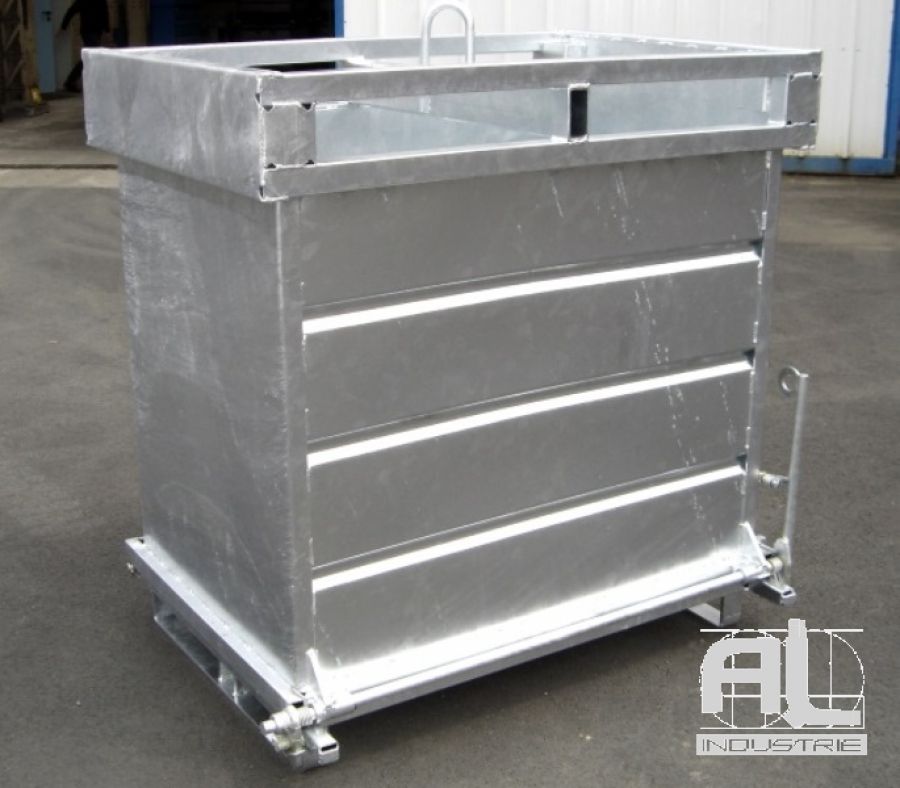 Benne à fond ouvrant - AL Industrie - 500 L - Conception et fabrication française, gerbable et polyvalente_2
