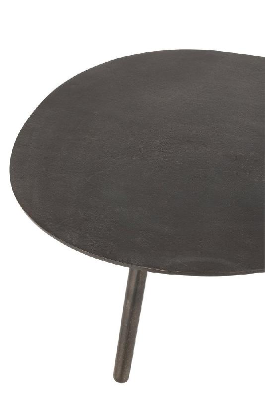 Table basse MISTE en aluminium noir - gigogne avec piétement en bois massif et plateau laqué_2