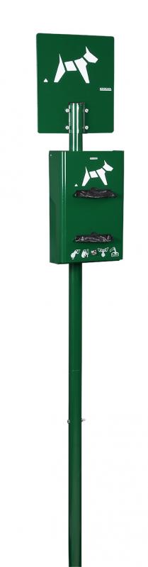 Borne de propreté hygiène canine sur poteau - 400 sacs - acier poudré anti-UV - antivandalisme - Hygeca_2