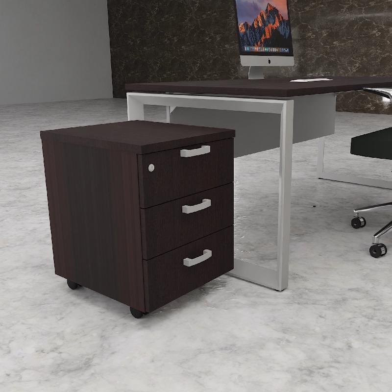 Caisson à roulettes 3 tiroirs uni - MOBEL LINEA - Wengé_2