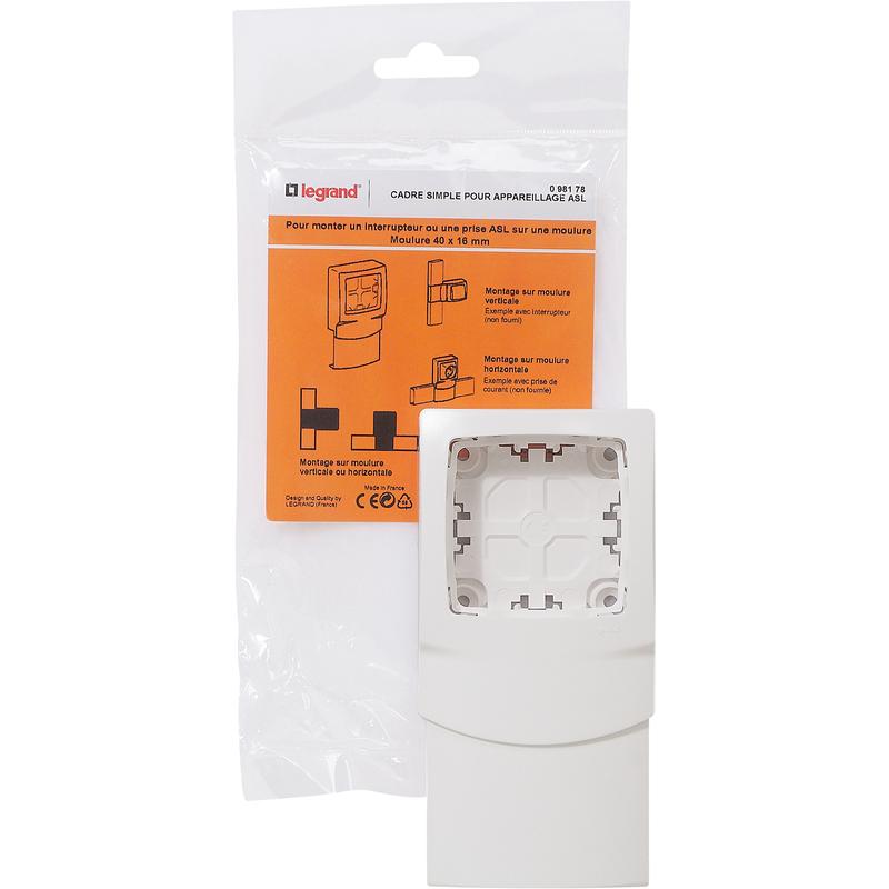 Cadre DLP 1 poste - Épaisseur 16 mm - Pour montage appareillage saillie sur moulure ASL_2