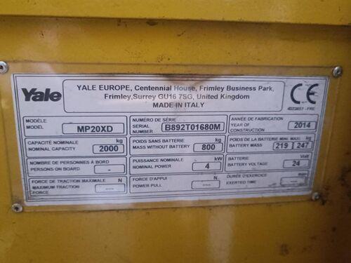 Gerbeur électrique Yale MP20XD E003576 - disponible en occasion et en location de courte à longue durée_2