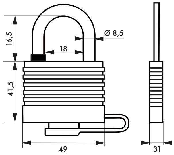Cadenas à clé Bumper 45 mm bleu - Corps acier zingué et anse cémentée - Marque Thirard_2