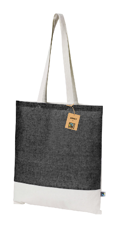 Tote bag équitable - réutilisable en coton 100% équitable - bicolore avec anses longues - 140 g/m²_2