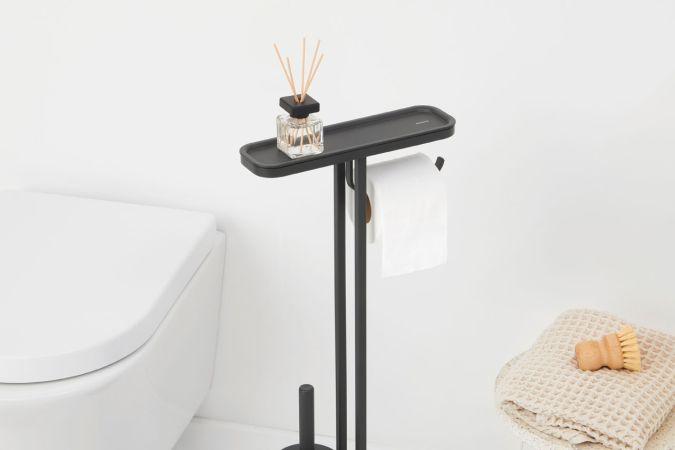 Brabantia MindSet Serviteur de toilettes -Mineral Infinite Grey avec étagère, porte-rouleau et brosse de toilettes_2