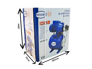 Groupe de surpression - Renson International - 24L - Pompe 0,5kW 230V - Réservoir avec membrane EPDM alimentaire_2