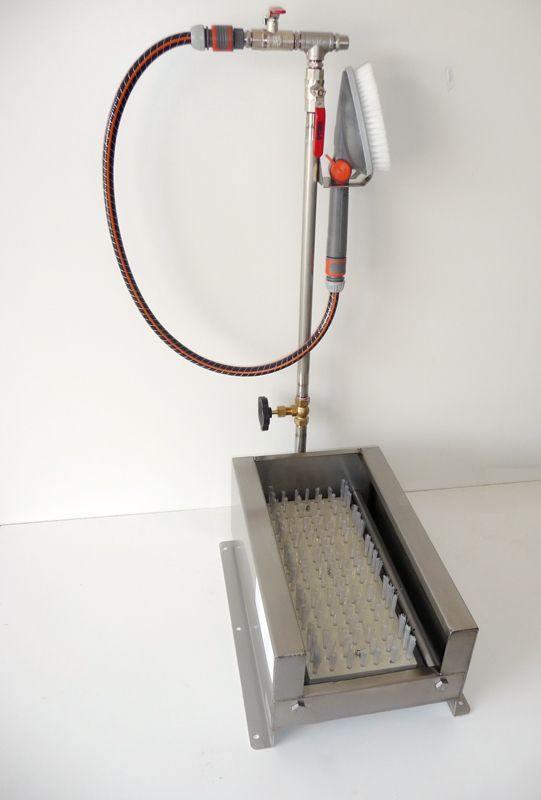 Lave-chaussures avec bassine - Acier inoxydable - Adapté pour 1 à 3 personnes - Brosses de nettoyage et système de régulation d'eau_2