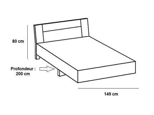 Lit design Thalia 140 x 190 cm blanc rechampis graphite - lignes élégantes et contemporaines_2