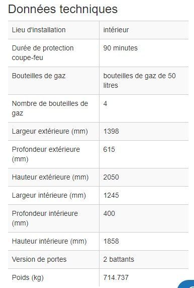 165315W - Armoire coupe-feu G90 pour 4 bouteilles de gaz de 50L - Norme EN 14470-2_2