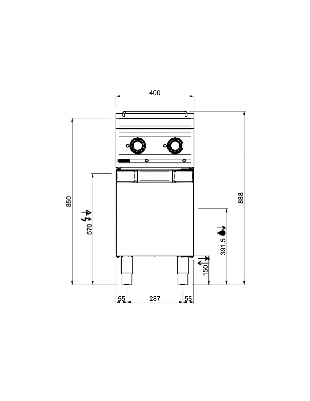 Friteuse électrique - 2x8 Litres sur placard - Acier inoxydable - DOMINA PRO 900 MBM_2