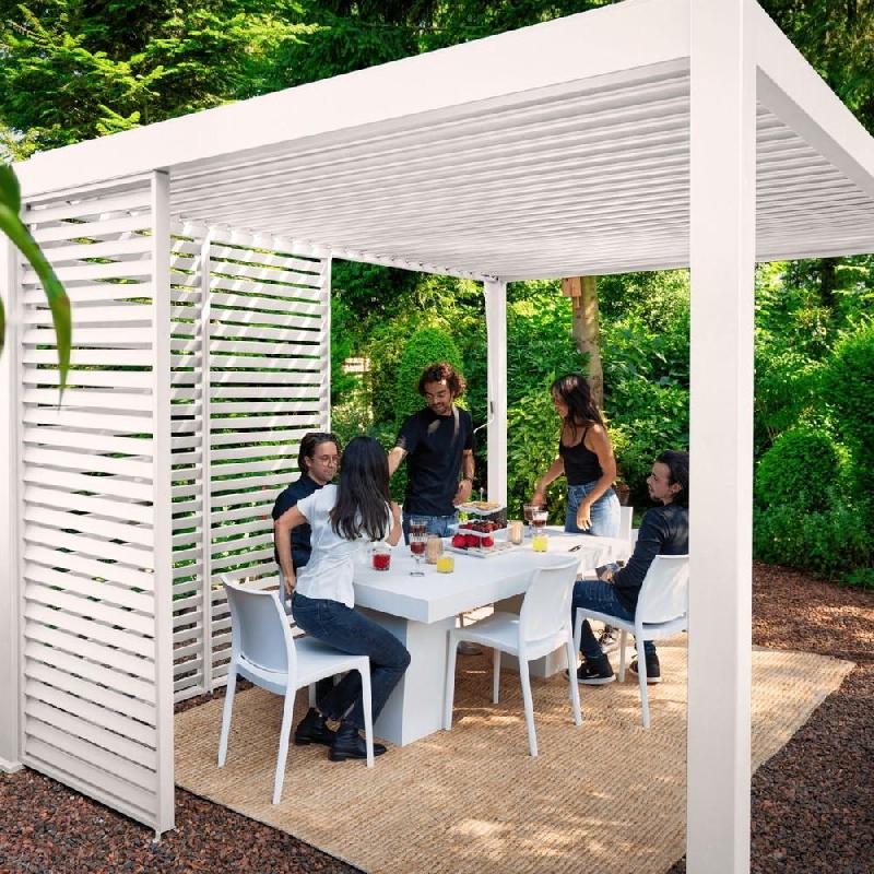 Panneau brise-vue latéral à ventelles 1,2 m - pour pergola bioclimatique Ombrea - couleur blanc_2