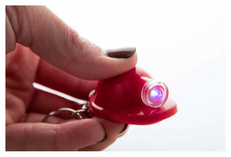 Porte-clés publicitaires - casque de sécurité en plastique avec lampe LED - couleur rouge_2
