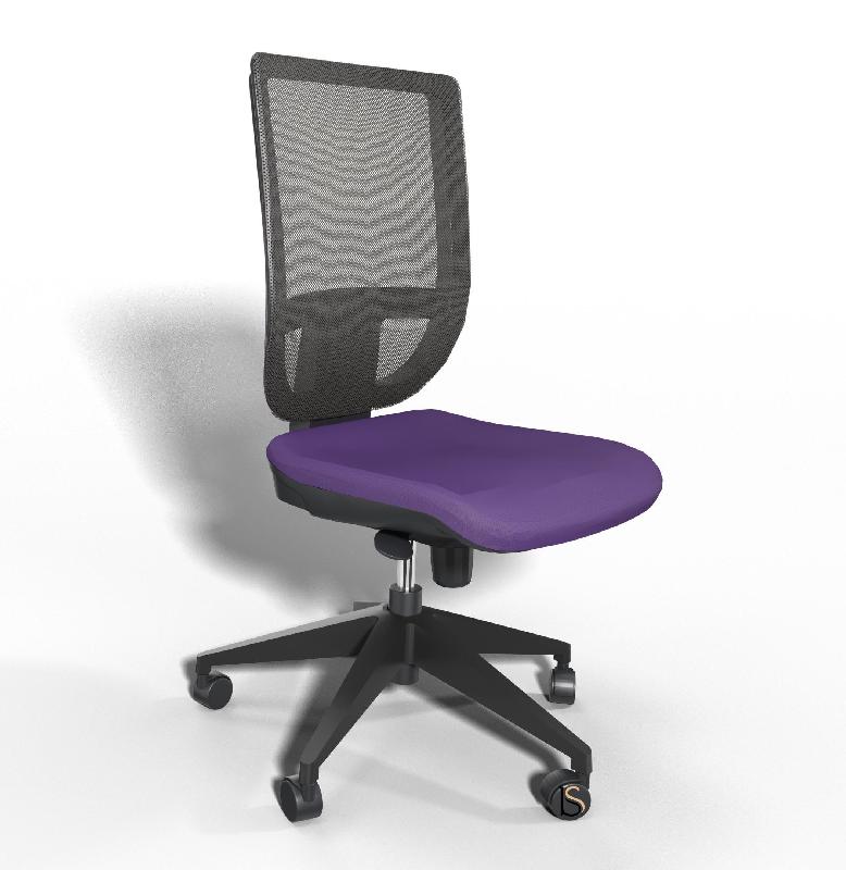 Siège de bureau Tertio avec dossier résille - Sokoa - Violet, Noir, Non_2