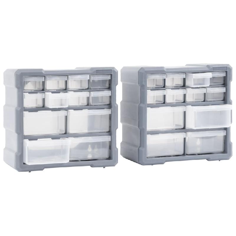 Vidaxl organisateurs multi-tiroirs avec 12 tiroirs 2 pcs 26,5x16x26 cm 147582_2