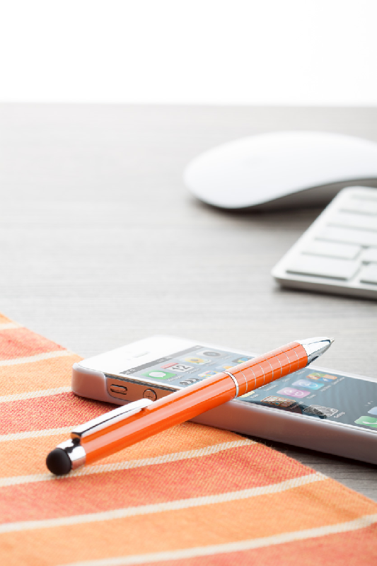 Stylo à bille en aluminium - stylet intégré - couleur orange - encre bleue_2