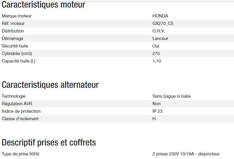 HXC 4000 C5 Groupe électrogène - Kohler - Gamme INTENS - Puissance max 3,70 kW - 230V - 50Hz_2