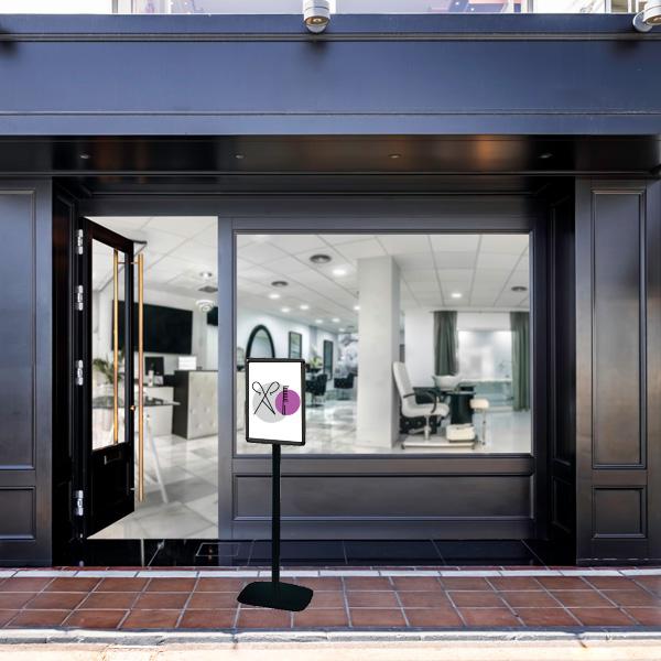 Porte-affiche A4 simple-face pied H 158 cm noir Réf : 214062NR_2