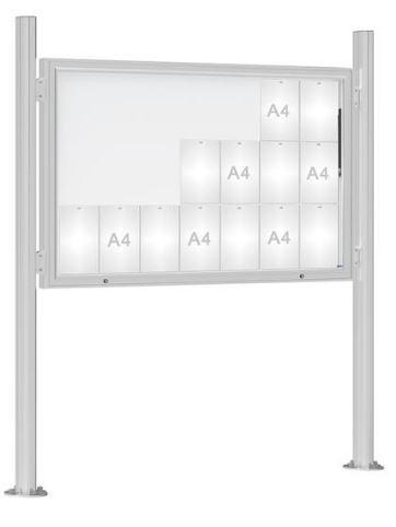 Vitrine extérieure anodisée 75 sur poteaux oblongs - Affichage simple face - Taille 8 à 30 A4 - Plexi chocs_2