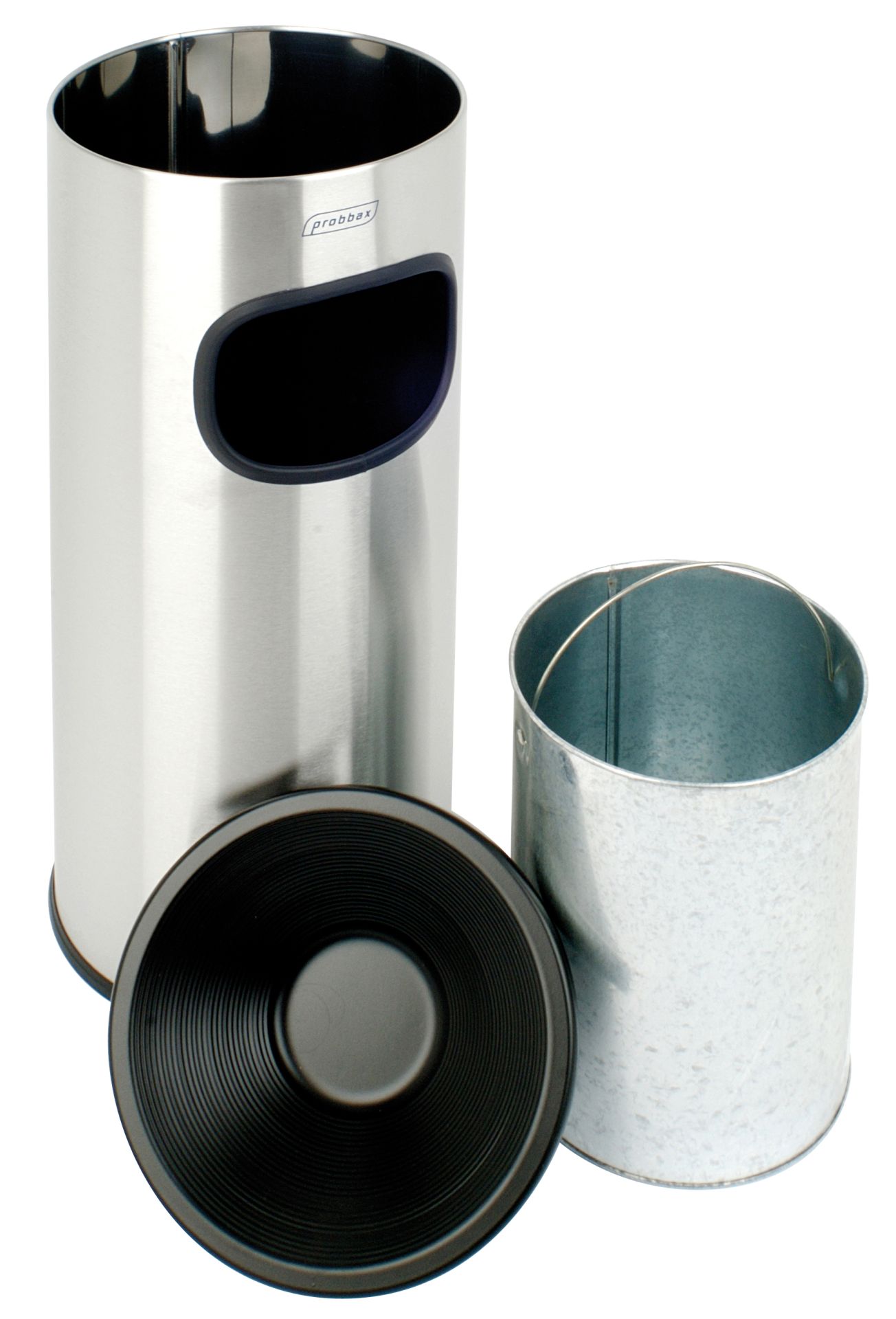 Cendrier poubelle 30L - inox et métal - anti-fumée avec entonnoir et kit de montage_2