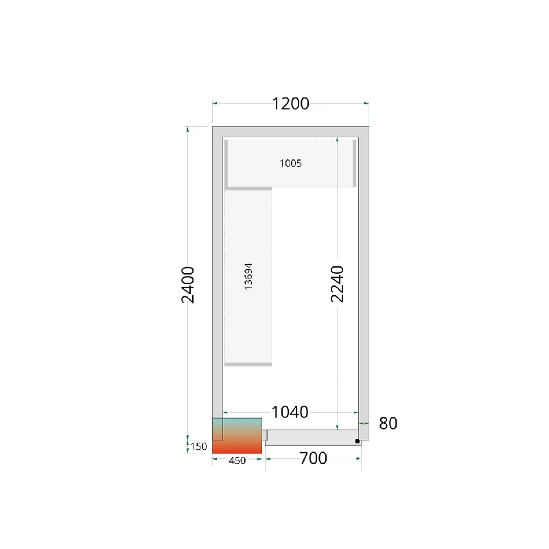 Chambre froide positive CRPF1224 Blanc 1200 x 2400 x 2200 mm TEFCOLD_2