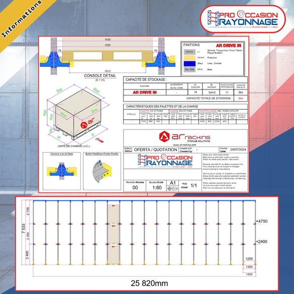 Lot Unique - Rack à palettes galvanisé - Système Drive-In - 594 palettes_2