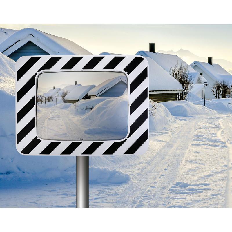 Miroir d'agglomération en inox anti-givre/anti-buée - cadre noir et blanc - ref : 874_2