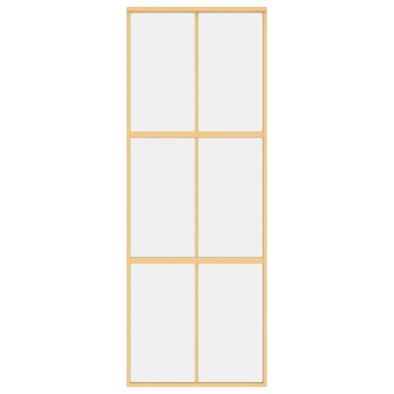 Vidaxl porte coulissante doré 76x205 cm verre esg clair et aluminium 155154_2