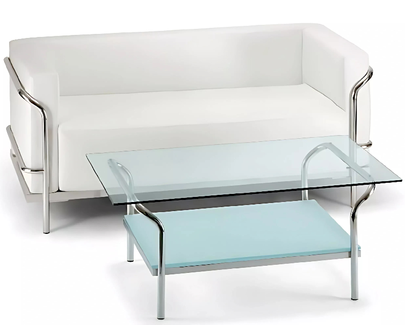 Canapé d'accueil en cuir noir ou blanc 2 places So Spinea - L01_2