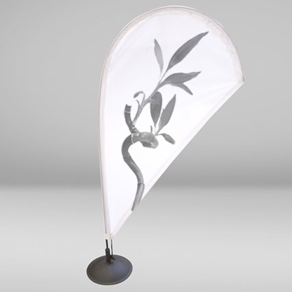 Drapeaux de table personnalisés - Mini BeachFlag Voile 73cm et Goutte 60cm - Mât aluminium chromé 32cm_2
