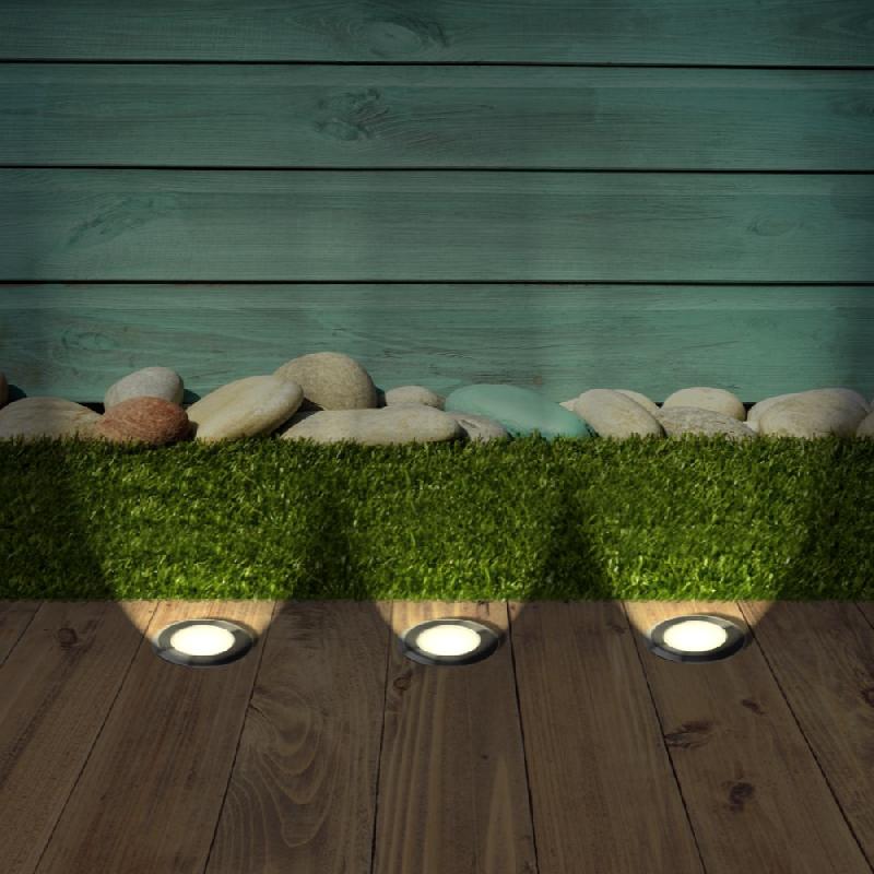 Lot de 3 spots extérieurs encastrables 3,8W - 3000K, 3x25lm, Ø69 en inox - Patio_2