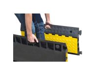 Passe-câbles 50 mm - 5 canaux - Résistant jusqu'à 9 tonnes par essieu - Base caoutchouc et capot pivotant jaune_2