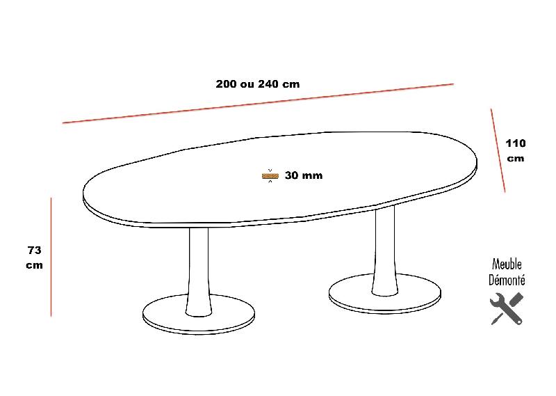 Table de réunion ovale avec pieds chromés- Quadrifoglio. - 200, Orme_2