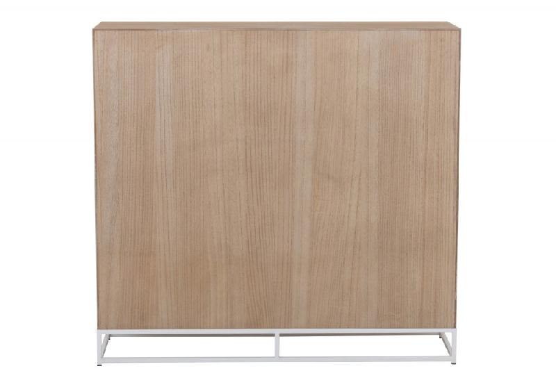 Buffet MOUNIE - 2 portes motifs chevron naturel clair - pieds métal blanc - style industriel_2