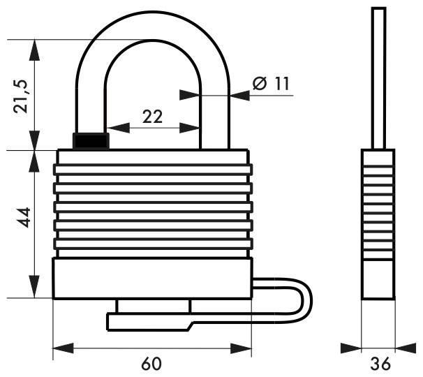 Cadenas à clé Bumper 54 mm rouge - Corps acier zingué - Anse acier cémenté - Marque Thirard_2