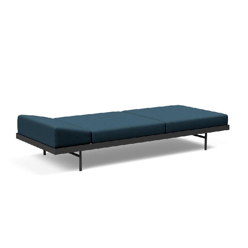Canapé convertible design Puri - Innovation Living - 195x80 cm - tissu Argus Navy Blue avec table en noyer_2