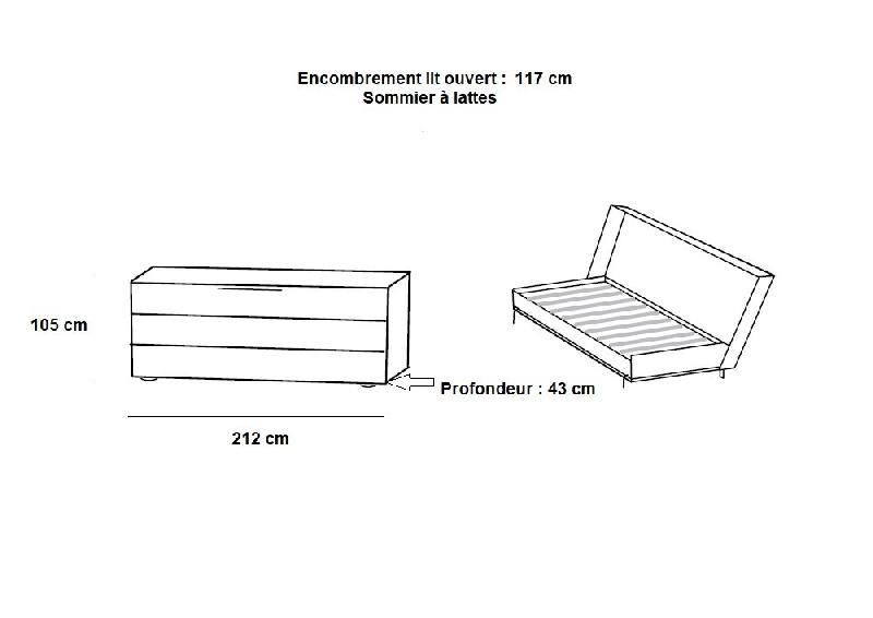 Lit escamotable horizontal Vanier blanc mat - Couchage 90 x 200 cm - Faible encombrement et vérins à ressorts_2
