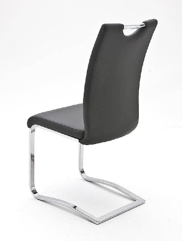 Lot de 4 chaises Kilou - tissu gris avec piètement luge en tube laqué noir mat - design chic_2