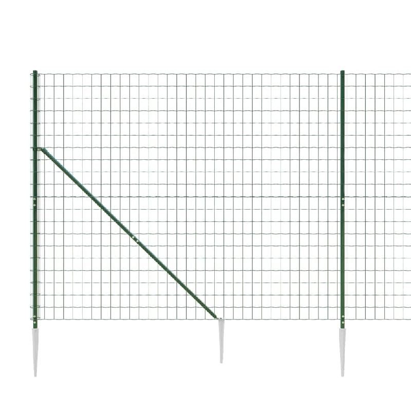 Vidaxl clôture en treillis métallique et piquet d'ancrage vert 2x25 m 154126_2