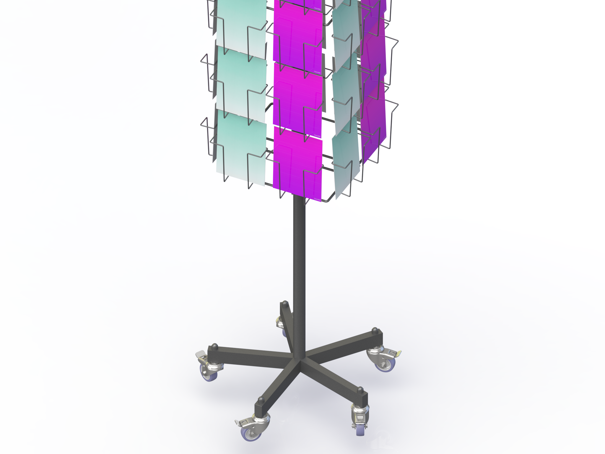 Présentoir mobile tournant à 48 cases - Métal 4 faces - Format 13x18V_2