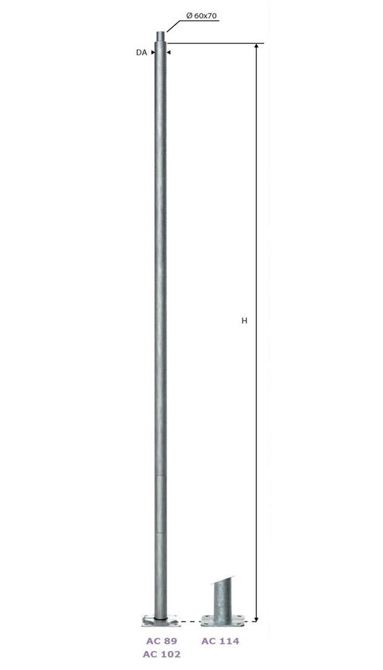 Mât d'éclairage public cylindrique ac 89 / hauteur 3 - 5 m / en acier / diamètre 89 mm_2