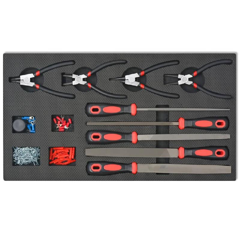 Vidaxl chariot à outils pour atelier avec 1125 outils acier rouge 142248_2