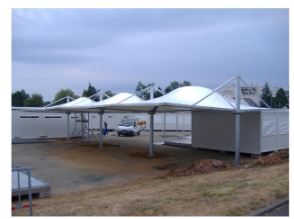 Préau 202m2 - 3 structures juxtaposées sur 4 poteaux_2